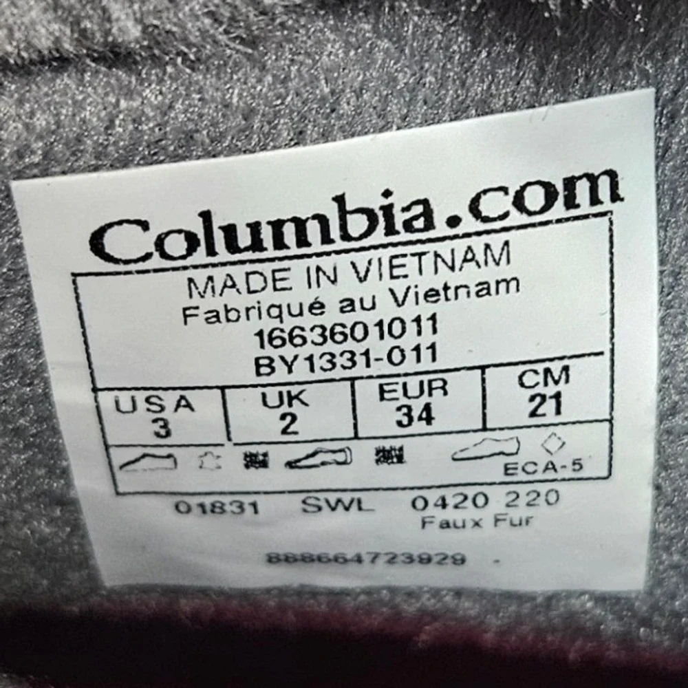 Columbia Ice Maiden Lace II Winter Boot Waterproof BY1331-011 Black Youth Size 3